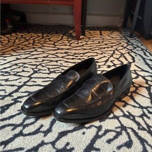 Reiss Black Leather Slip-On Loafers